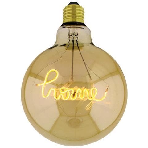 Lampadina Maxi Curved Home, Decorativa, Con Filamento Scritta """"home"""", Casa, Oro In Vetro, 12,5 X 12,5 X 17,5 Cm, 1 X E27, 5w, 250lm, 2000k, 240v - Foto 1