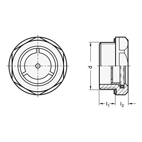 Ganter Norm Elementi Gn 743 - 7 di M14 x 1,5 a - oelschauglaeser, 2 pezzi, Colore: Argento, Argento, Gn 743-32-m40x1,5-a 0 Wattsw, 0 Voltsv - Foto 2