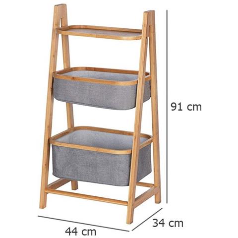 Mensola Due Ripiani Bahari, Due Cestini Con Disegno Di Bambù, Wenko - Foto 7