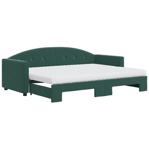 Divano Letto Estraibile Materassi Verde Scuro 80x200 Velluto - Foto 1