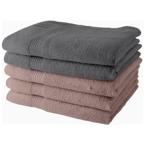 Set Di Asciugamani Grigio Rosa Chiaro 5 Pezzi 70 X 130 Cm - Foto 1