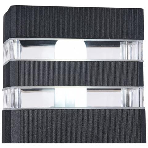 Lampada Da Parete Moderna Da Esterno Alluminio Nero 2 Luci E27 60w Ip54 - Foto 2