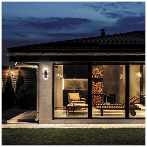 Lampada Da Parete Moderna Da Esterno Alluminio Nero 2 Luci E27 60w Ip54 - Foto 3