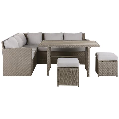 Set Da Giardino 5 Posti In Rattan Taupe E Grigio Bardi - Foto 2