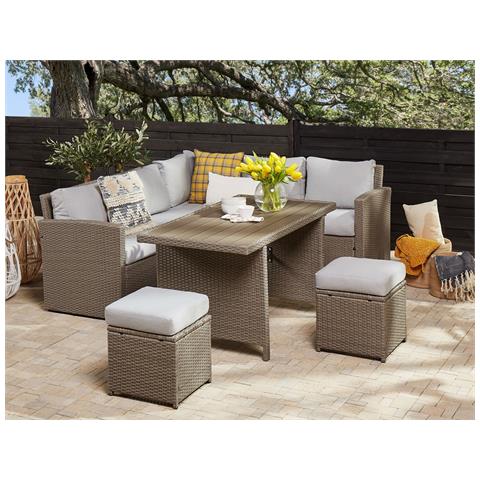 Set Da Giardino 5 Posti In Rattan Taupe E Grigio Bardi - Foto 1