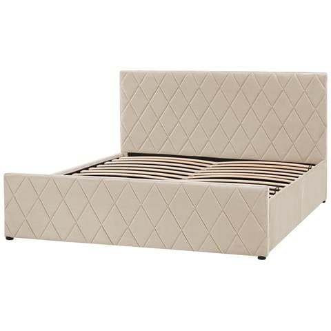 Letto Contenitore Velluto Rochefort 160 X 200 Cm Beige - Foto 2