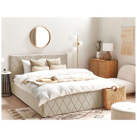 Letto Contenitore Velluto Rochefort 160 X 200 Cm Beige - Foto 1