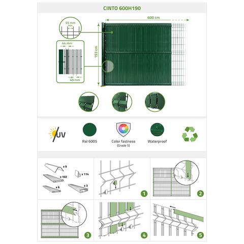 Kit Lamelle Oscuranti In Pvc 6m Cinto H. 190cm Verde - Foto 8