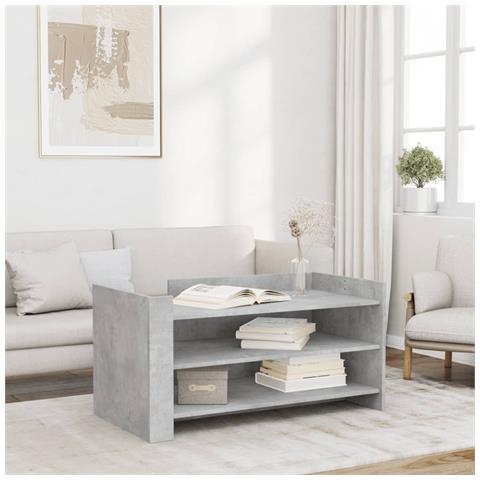 Tavolino Salotto Grigio Cemento 100x50x50 Cm Legno Multistrato - Foto 1