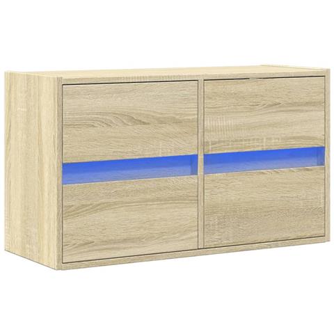 Mobile Tv A Parete Con Luci Led Rovere Sonoma 80x31x45 Cm - Foto 3