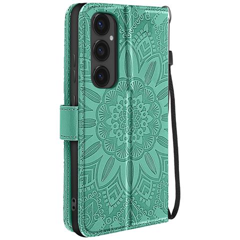 Custodia Mandala Fiori Per Samsung Galaxy S24 Fe Portacarte Cordino - Foto 1