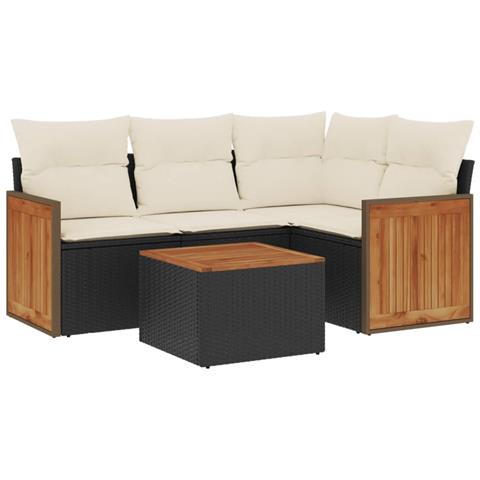 Set Divani Da Giardino 5 Pz Con Cuscini In Polyrattan Nero - Foto 2
