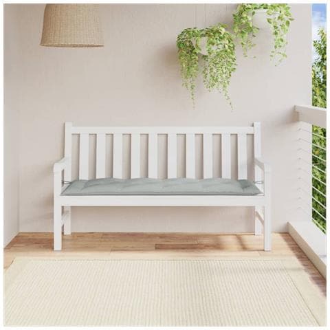 Cuscino Panca Giardino Grigio Chiaro Mélange 150x50x7cm Tessuto - Foto 3