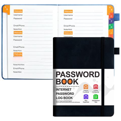 Quaderno Con Password E Lucchetto - Diario In Pelle Pu A5 Black - Foto 1