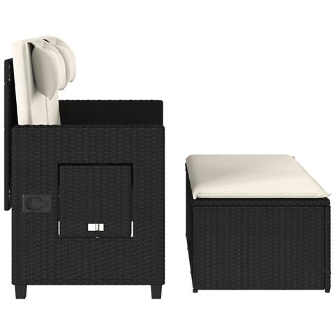 Panca Reclinabile da Giardino con Cuscini Nera in Polyrattan - Foto 10