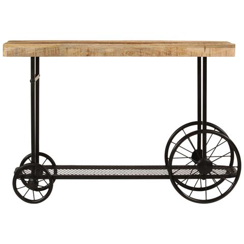 Tavolo Consolle 112x36x76 Cm In Legno Massello Di Mango E Ferro - Foto 2