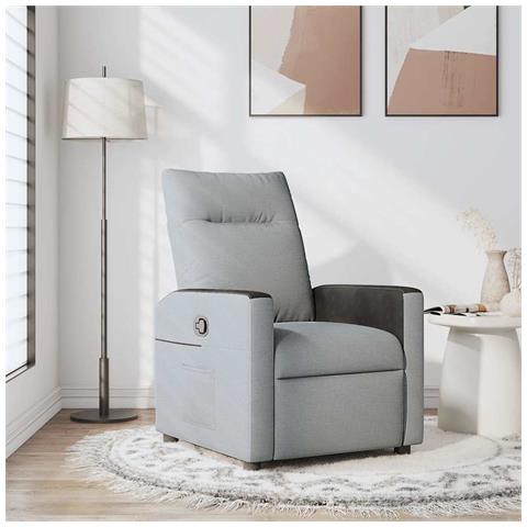 Poltrona Reclinabile In Tessuto Grigio Chiaro - Foto 1