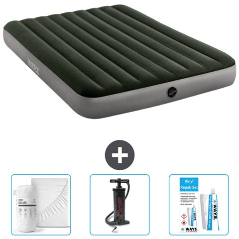 Set Materassino Gonfiabile - 203x152x25 Cm - Verde - Include Accessori Coordinati Cb3 - Foto 1