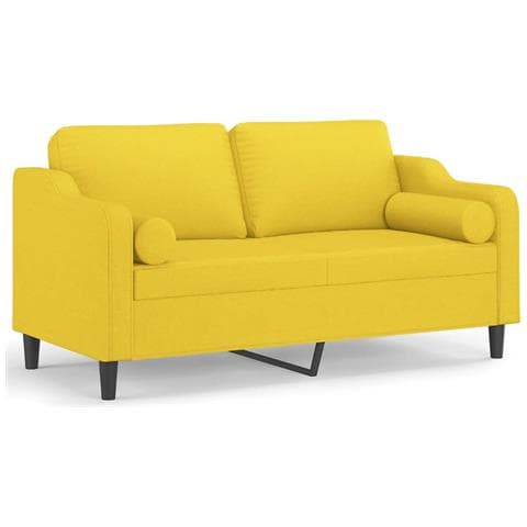 Divano A 2 Posti Con Cuscini Giallo Chiaro 140 Cm In Tessuto - Foto 1