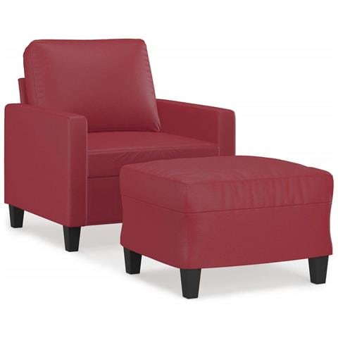 Poltrona con Poggiapiedi Rosso Vino 60 cm in Similpelle - Foto 1