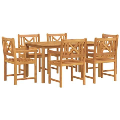 Set da Pranzo da Giardino 7 Pezzi in Legno Massello di Acacia - Foto 1