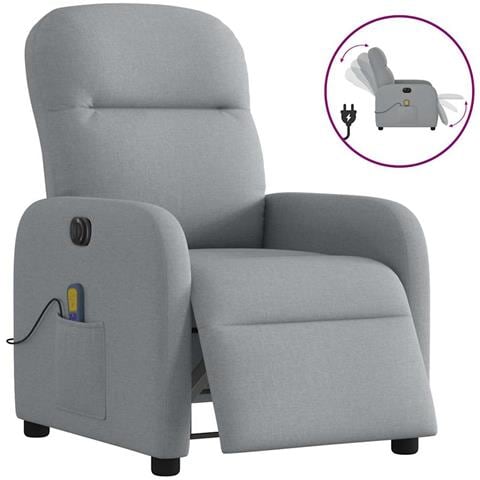 Poltrona Reclinabile Massaggio Elettrica Grigio Chiaro Tessuto - Foto 1