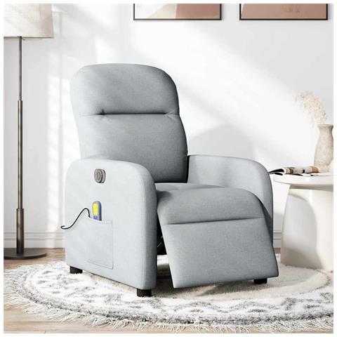 Poltrona Reclinabile Massaggio Elettrica Grigio Chiaro Tessuto - Foto 2