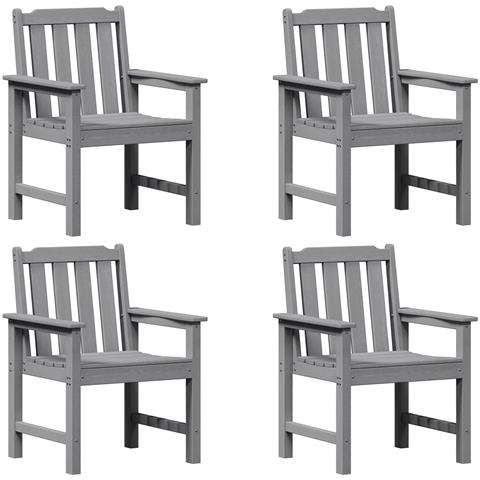 Sedie da Giardino 4 pezzi Grigio Chiaro 65.5x55.5x88 cm HDPE - Foto 1