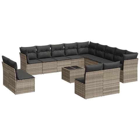 Set Divani da Giardino 14pz con Cuscini in Polyrattan - Foto 1