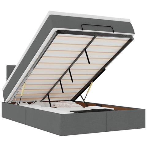 Pouf Letto con Materasso Grigio Scuro 120x190 cm in Tessuto - Foto 1