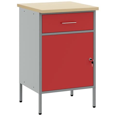 Armadio da Lavoro Rosso 50x55x84 cm Acciaio - Foto 1