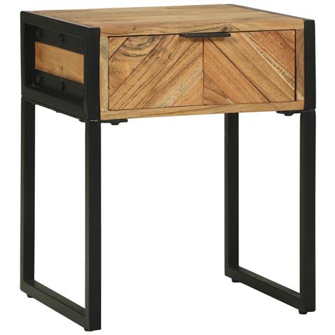 comodino  40x35x50 cm in legno massello di acacia - Foto 1