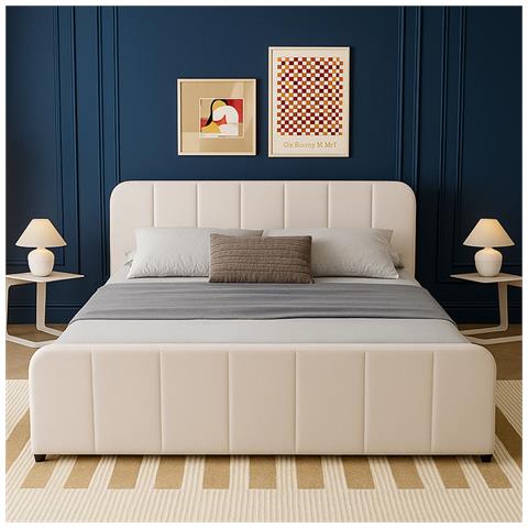 Tampa Letto Con Contenitore 160x200cm In Velluto Beige - Foto 1