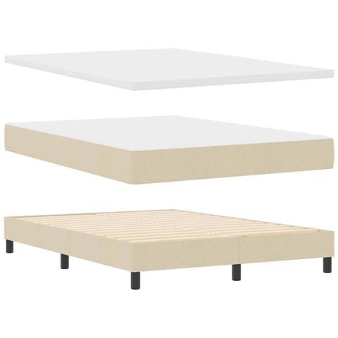 Letto box spring con materasso Crema 140 x 190 cm Tessuto - Foto 1
