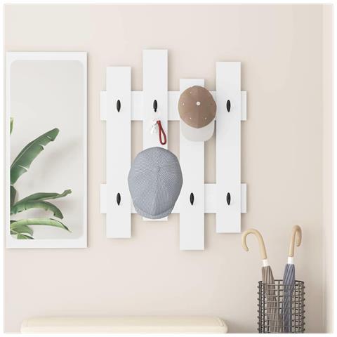 Appendiabiti a muro Bianco 60 x 3 x 82 cm Legno multistrato - Foto 2