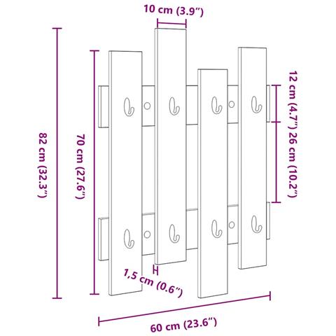 Appendiabiti a muro Bianco 60 x 3 x 82 cm Legno multistrato - Foto 9