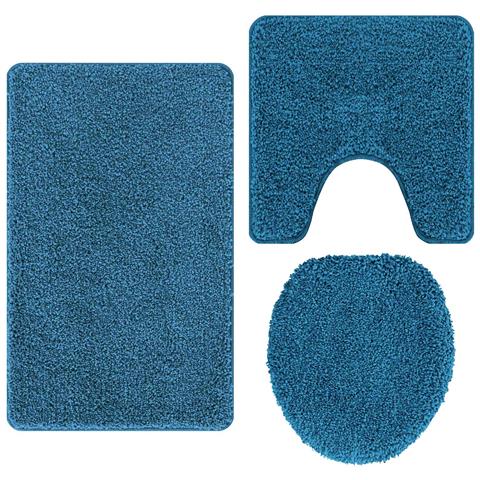 Tappeto da bagno 3 pcs Blu 50 x 50 cm Polipropilene - Foto 1