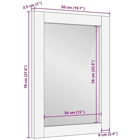 Specchio Marrone chiaro 57 x 70 x 3 cm legno massello di mango - Foto 7