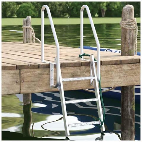 Scala da Molo 3 Gradini Argento 58 x 77 x 144 cm Alluminio - Foto 2