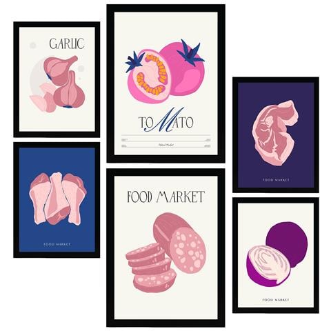 Set Di 6 Stampe Cibo E Nutrizione Stampe Di Natura E Botanica Per L'interior Design A3 & A4 Senza Cornice - Foto 1