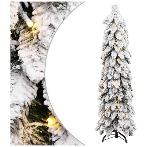 Albero di Natale Artificiale con 80 LED e Neve Floccata 150 cm - Foto 1