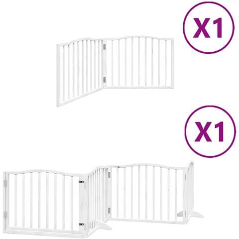 Cancello Cani Porta Pieghevole Bianco 6 Pannelli 480 cm Pioppo - Foto 1