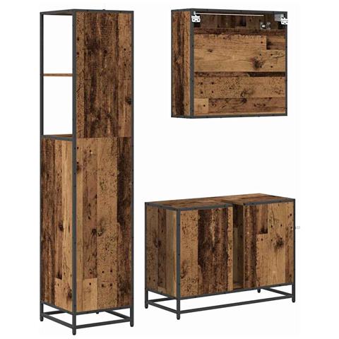 Set di mobili per il bagno con cassetto 3 pcs Legno vecchio - Foto 9