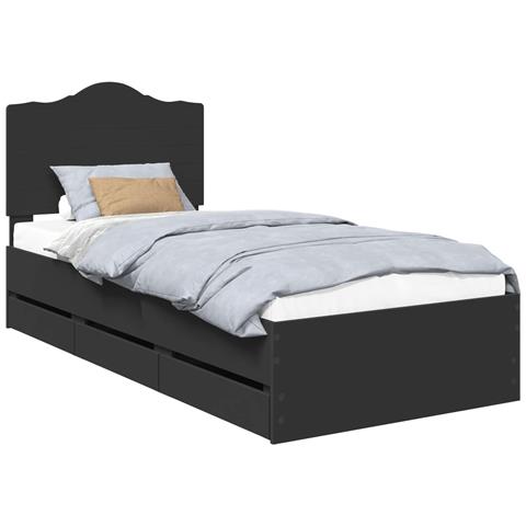 Struttura del letto Nero 90 x 200 cm Legno Ingegnerizzato - Foto 1