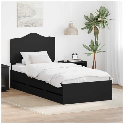 Struttura del letto Nero 90 x 200 cm Legno Ingegnerizzato - Foto 2