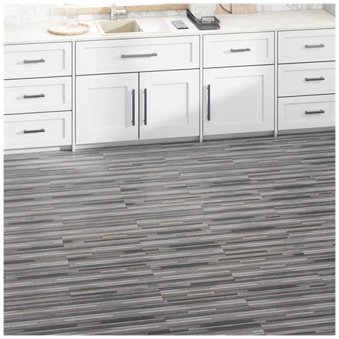 Tavole per Pavimenti 18 pcs Grigio a righe 2,51 m² PVC - Foto 2