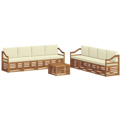 Set divani 9 pcs Naturale e Crema Legno di Acacia Massello - Foto 1