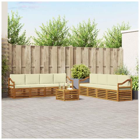 Set divani 9 pcs Naturale e Crema Legno di Acacia Massello - Foto 2
