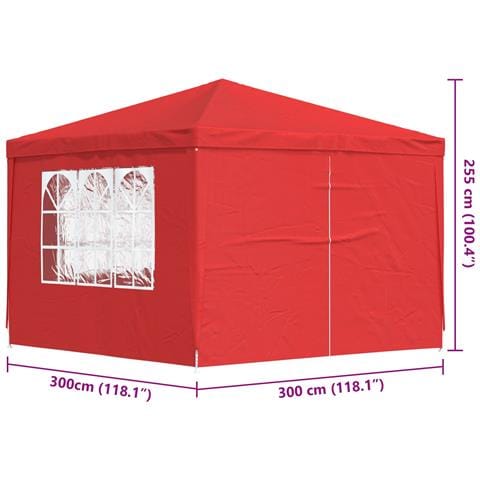 Tenda Party 300 x 300 x 255 cm Rosso PE e Acciaio - Foto 9