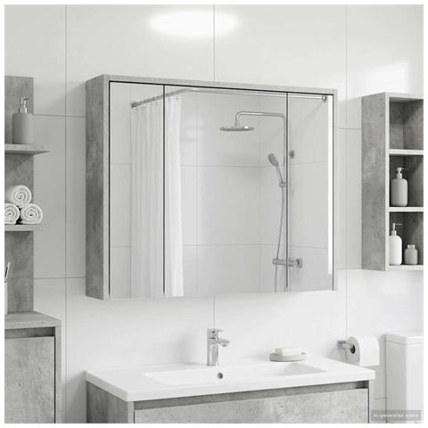 Mobiletto per specchio da bagno Grigio cemento - Foto 2